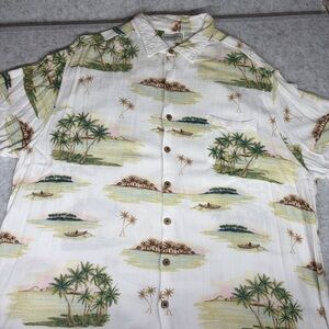 Caribbean 3XB Hawaiian Shirt Rayon Island Print White Pastel Men’s Relaxed Fit